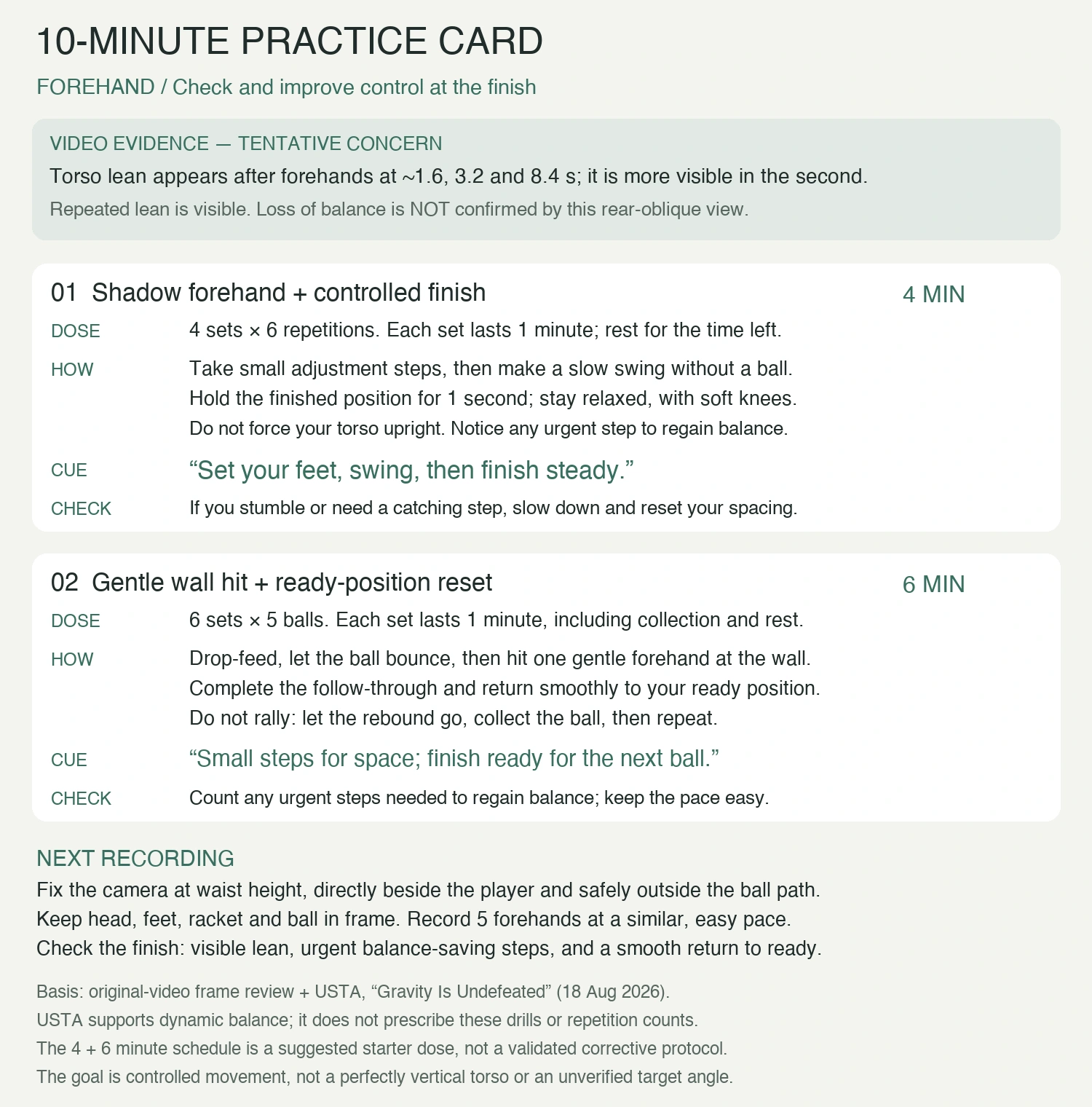 A practice card to take to the court